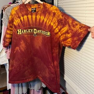 Harley-Davidson Tie-Dye Shirt - Red and Orange